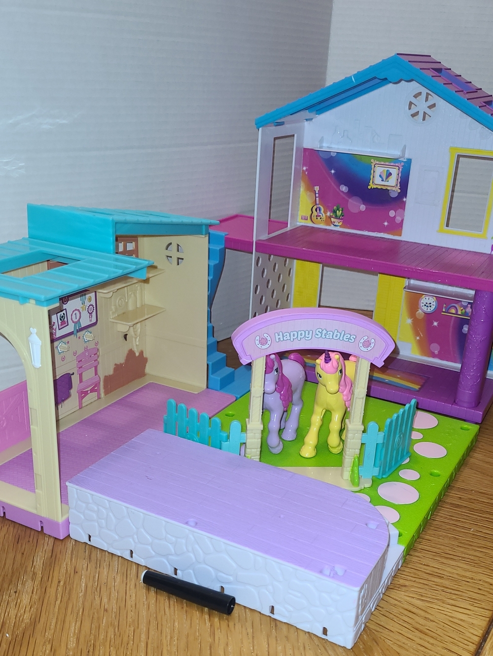 Shopkins Happy Places Home And Stables Playset Lot With 2 Barbie Unicorns